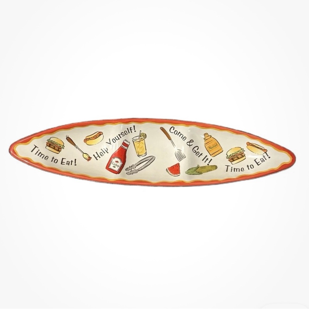 Bella Casa Ganz Skateboard Shaped Serving Platter 3 Compartment Food Graphics